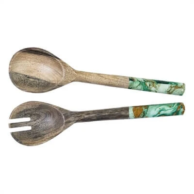 By Room saladebestek mangohout marble green 2-delig By Room Saladebestek Mangohout Marble Green 2-delig -Beste Glaswerk Winkel 14559n 1