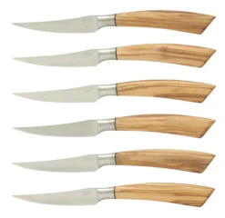 Saladini Steakmes 10 Cm Olijfhout 6 Stuks