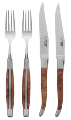 Laguiole En Aubrac Shepherds Cross Steakmessen Met Vorken Thuya Hout 4-delig