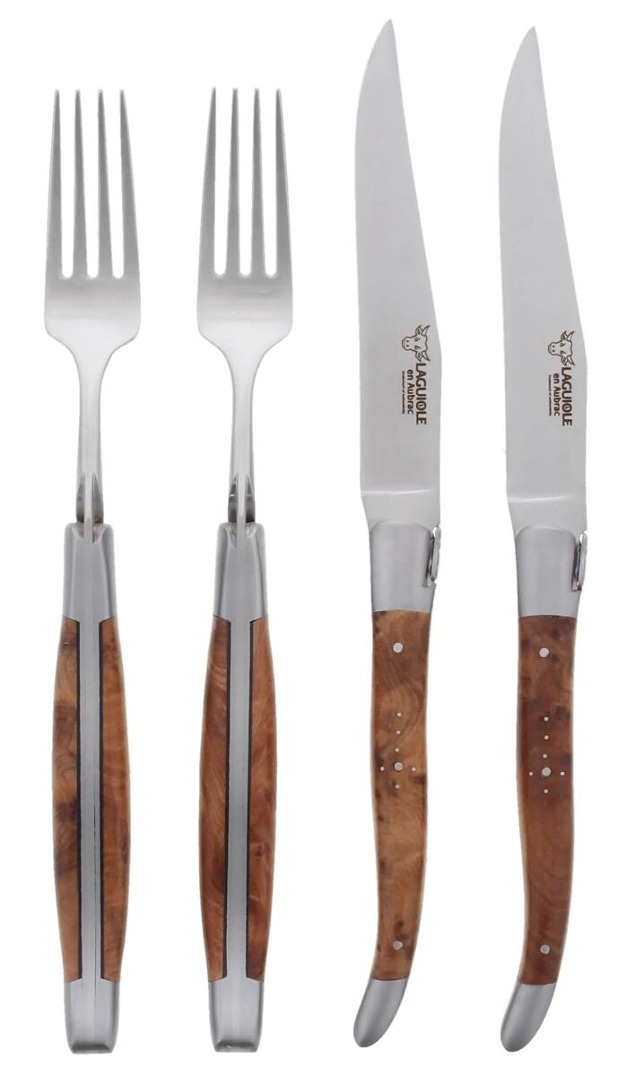 Laguiole en Aubrac shepherds cross steakmessen met vorken Thuya hout 4-delig Laguiole En Aubrac Shepherds Cross Steakmessen Met Vorken Thuya Hout 4-delig -Beste Glaswerk Winkel 2354346 1