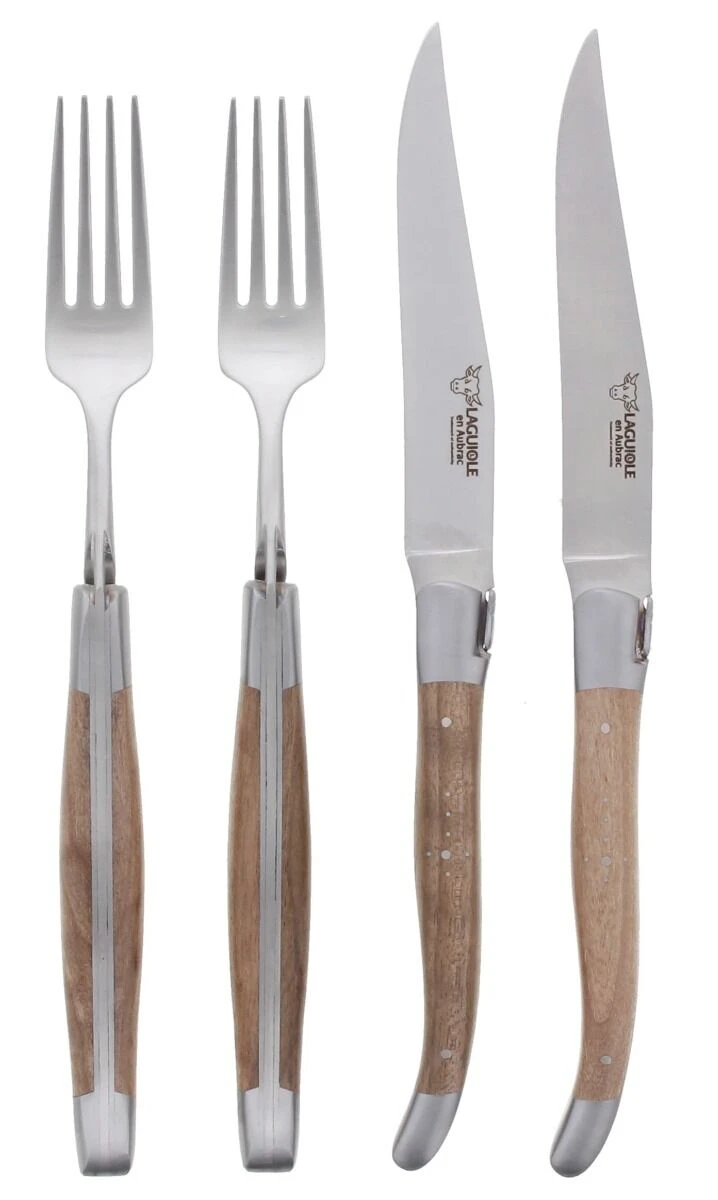 Laguiole en Aubrac shepherds cross steakmessen met vorken walnoothout 4-delig Laguiole En Aubrac Shepherds Cross Steakmessen Met Vorken Walnoothout 4-delig -Beste Glaswerk Winkel 2354348 1
