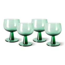 HK Living The Emeralds AGL4475 Wijnglas Laag ø 8,5 Cm Fern Groen 4-delig