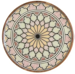 By Room Dienblad ø 40 Cm Mangohout Moroccan Print Bloemmotief Geel/rood/roze