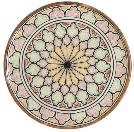 By Room dienblad ø 40 cm mangohout Moroccan print bloemmotief geel/rood/roze By Room Dienblad ø 40 Cm Mangohout Moroccan Print Bloemmotief Geel/rood/roze -Beste Glaswerk Winkel dienblad geel rood roze