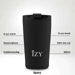 IZY Mugs Drinkbeker 350 Ml Black Rvs 2 IZY Mugs Drinkbeker 350 Ml Black Rvs -Beste Glaswerk Winkel izy mugs x black infographic specs nl min