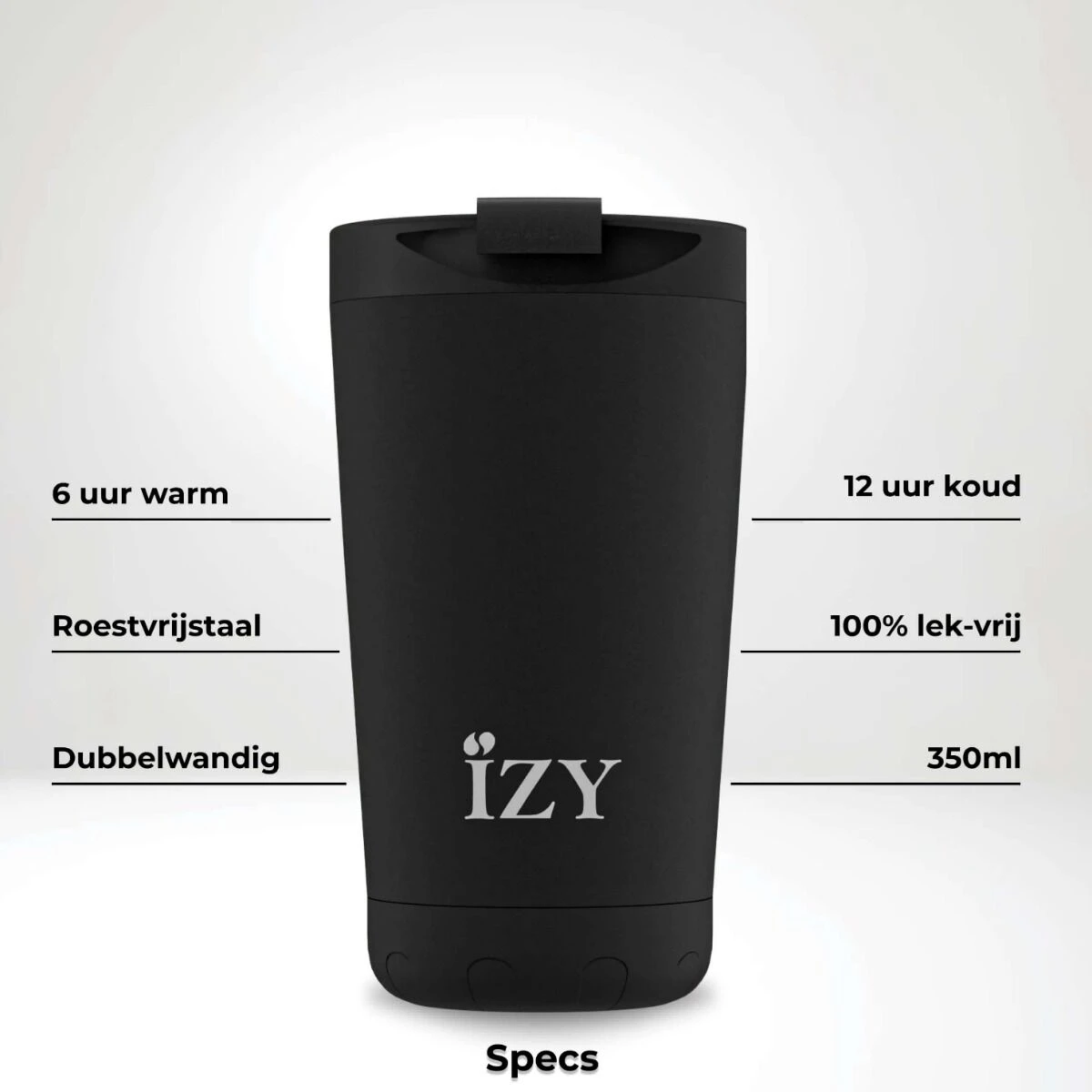IZY Mugs drinkbeker 350 ml Black rvs IZY Mugs Drinkbeker 350 Ml Black Rvs -Beste Glaswerk Winkel izy mugs x black infographic specs nl min