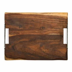 Bowls And Dishes Rose Wood Serveerplank Met Metalen Handvatten 40 X 30 Cm