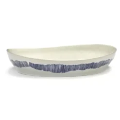 Serax Feast By Ottolenghi Serveerschaal S ø 30 Cm H 6 Cm Aardewerk White + Swirl Stripes Blue